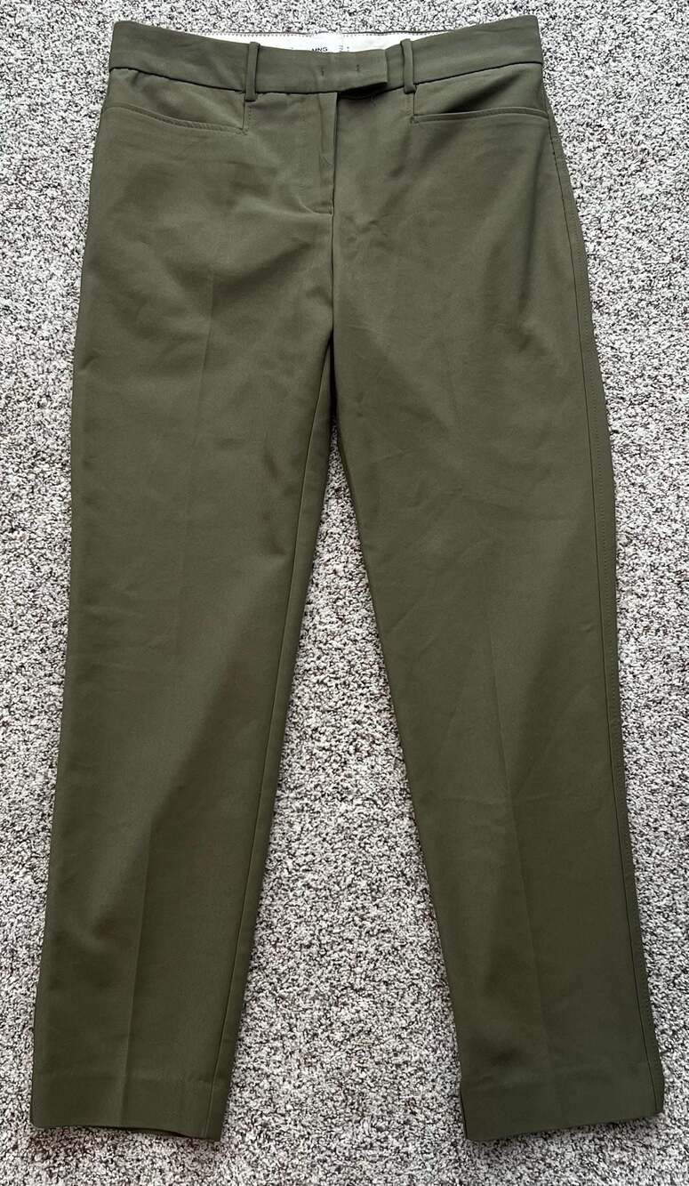 MNG Olive Green Cropped Slim Dress Trousers Size 6